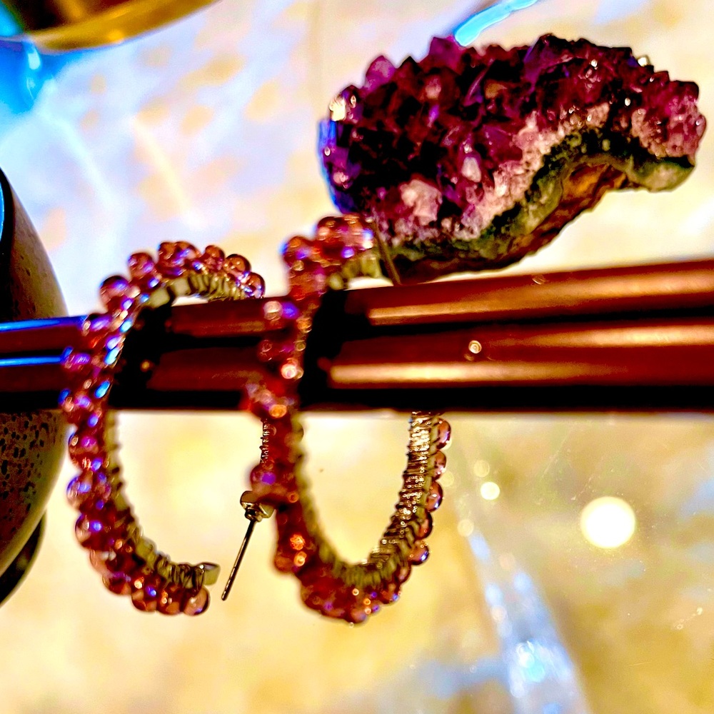 Purple beaded earrings
